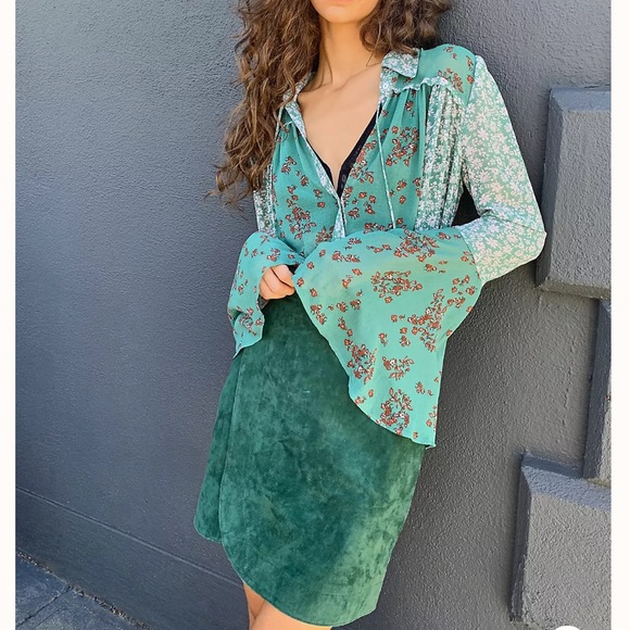 Free People Tops - FREE PEOPLE Serena Printed Blouse